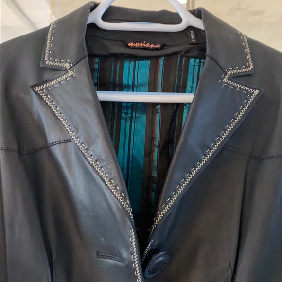 Boutique black leather jacket. Fits like a size 12 - Picture 2 of 8